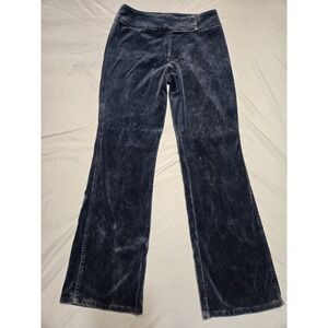 Vintage 90s MATCH Velour Pants Blue Boot Cut Made in USA Cotton Size 8 Retro